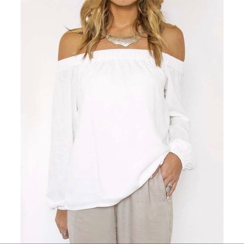 WHITE LONG SLEEVE OFF THE SHOULDER TOP